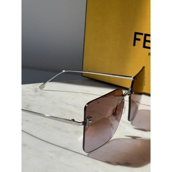 NEW Fendi FE4082US Rimless Crystal Brown Sunglasses - Picture 6 of 7